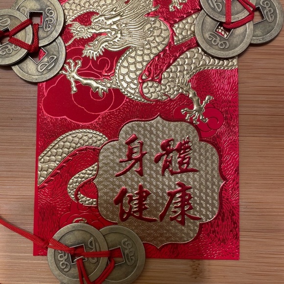 Chinese New Year of the Dragon 2024 Red Money Envelope 3 Feng Shui Coins - Picture 12 of 12
